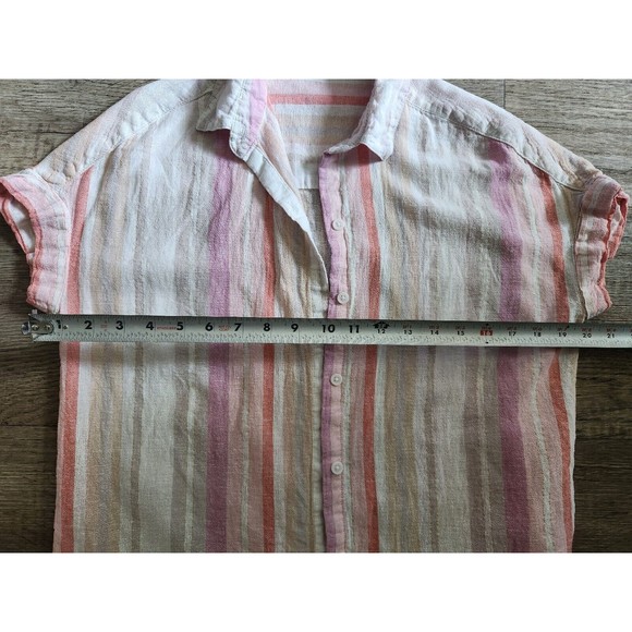 BEACHLUNCHLOUNGE Colorful Striped Short Sleeve Button Down Shirt Women's XS - Picture 3 of 6